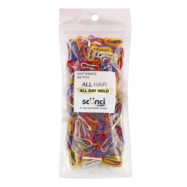 Scunci No Damage Polyband Ponytail Hair Ties, Multicolor, 500 Count