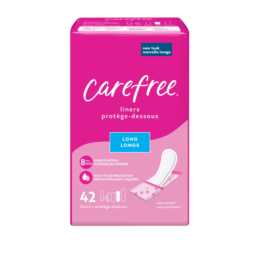 Carefree Panty Liners, Long, Unscented, 42 Count