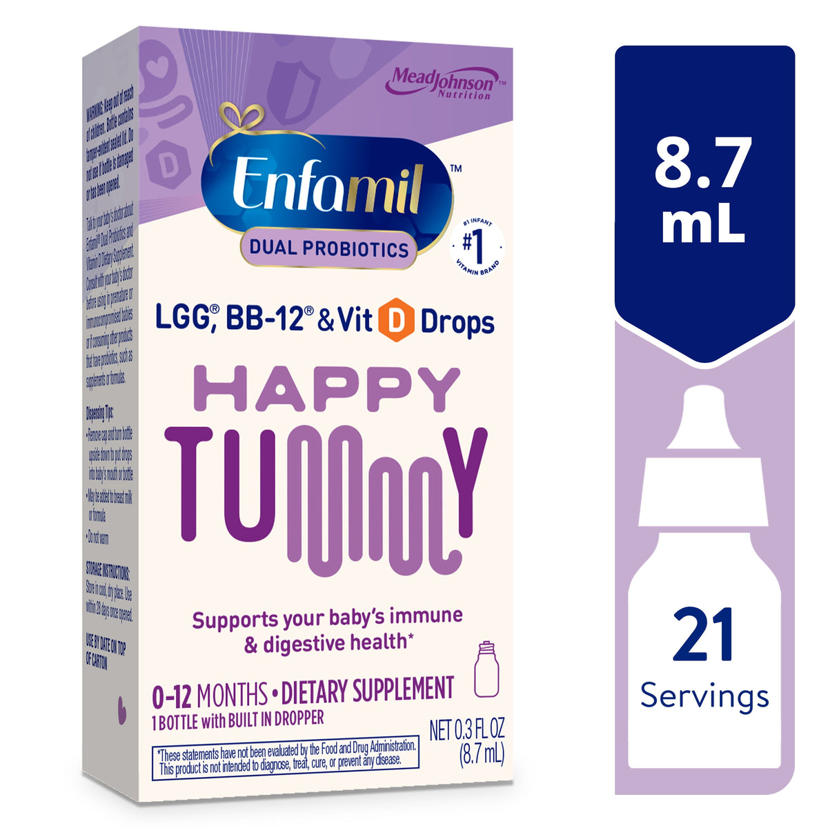 Enfamil Dual Probiotics Vitamin Drops for Infants, Supports Baby's Immune & Digestive Health, 8.7mL Bottle