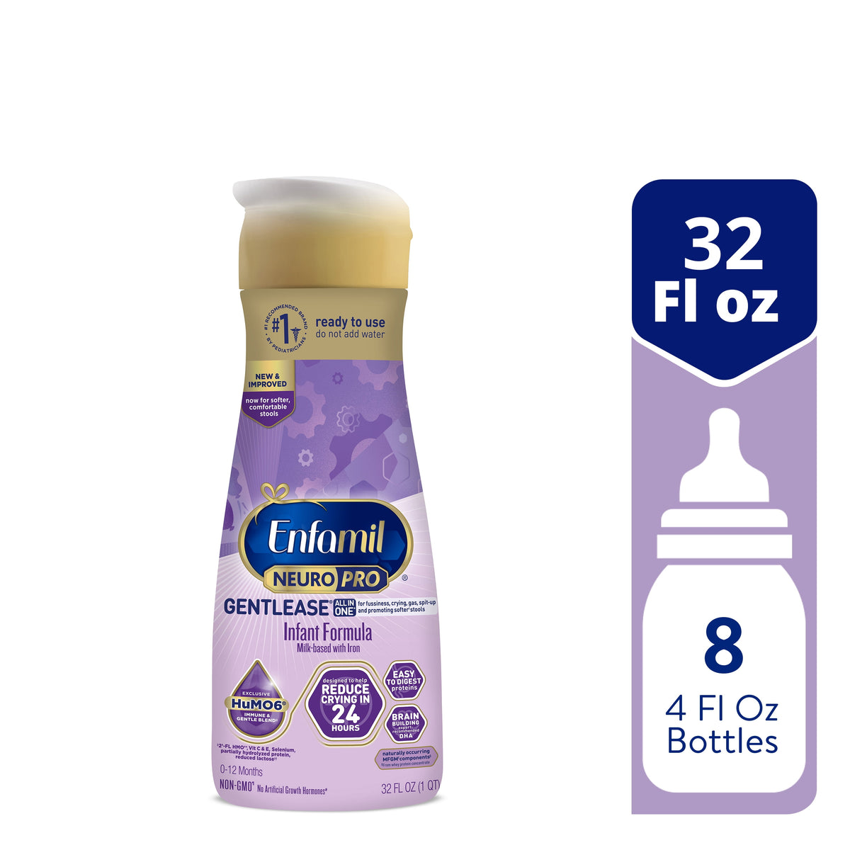 Enfamil NeuroPro Gentlease Ready-to-Feed Baby Formula for Easing Fussiness, Gas, Spit-up in 24hrs, 32 fl oz