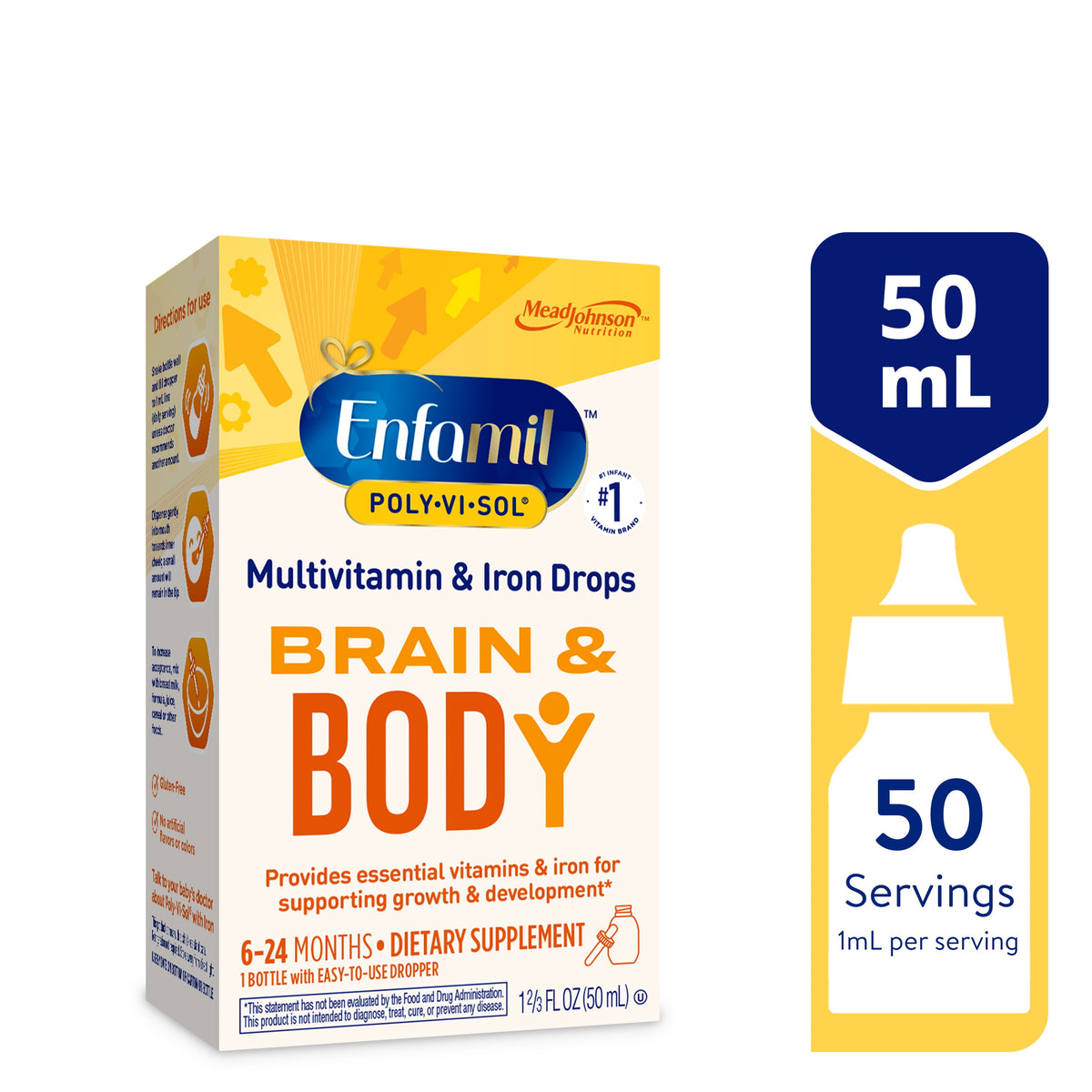 Enfamil Poly-Vi-Sol Liquid Multivitamin and Iron Supplement for Infants and Toddlers - 50 ml Dropper Bottle