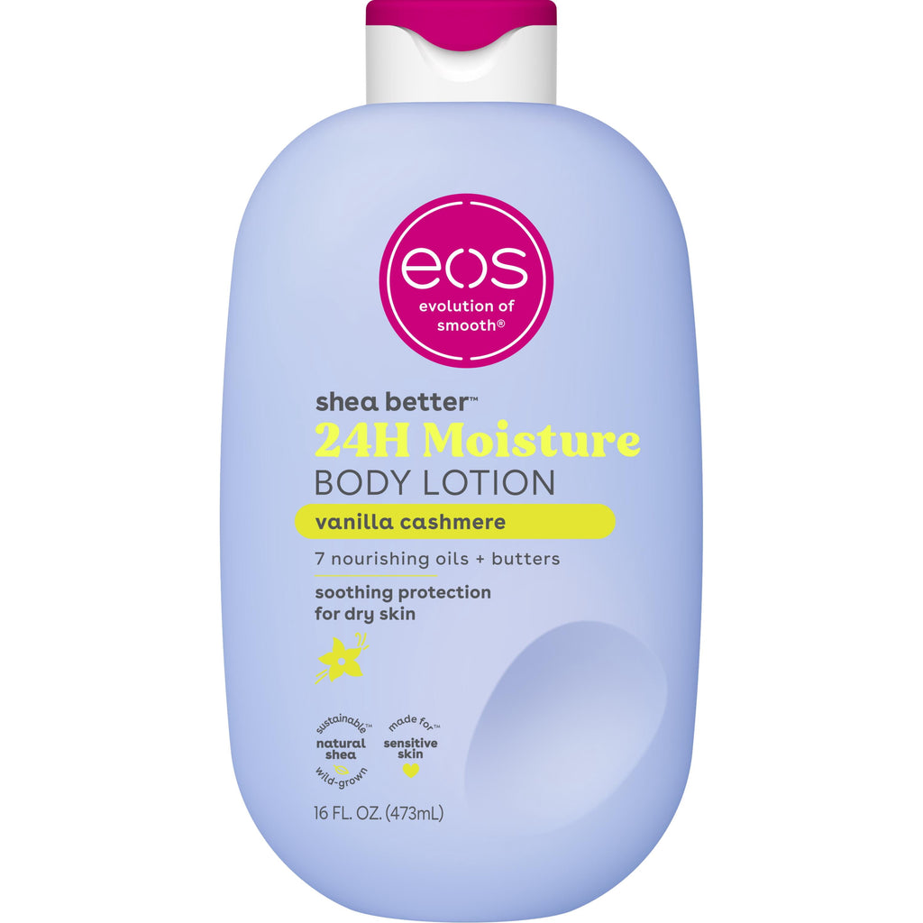 eos Vanilla Cashmere Shea Better Body Lotion, 24 Hour Moisturizing Daily Body Moisturizer for Dry Skin with Shea Butter, 16 fl oz