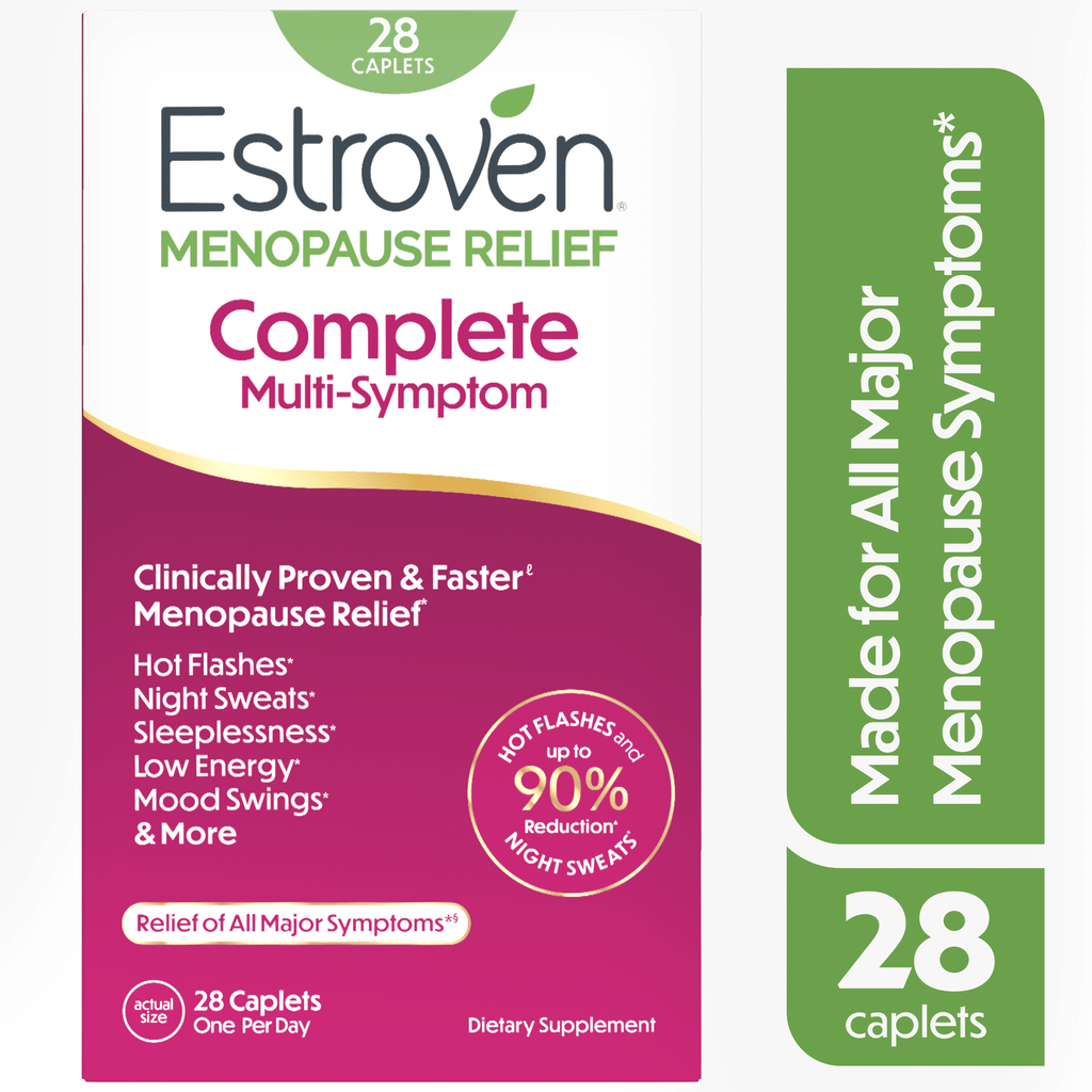 Estroven Menopause Relief Complete Multi-Symptom Daily Supplement, Support for Hot Flashes & Night Sweats, 28 Count