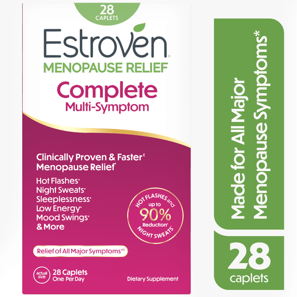 Estroven Menopause Relief Complete Multi-Symptom Daily Supplement, Support for Hot Flashes & Night Sweats, 28 Count
