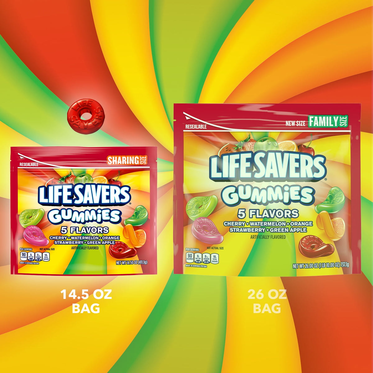 Life Savers 5 Flavors Gummy Candy, Sharing Size, 14.5 oz Bag