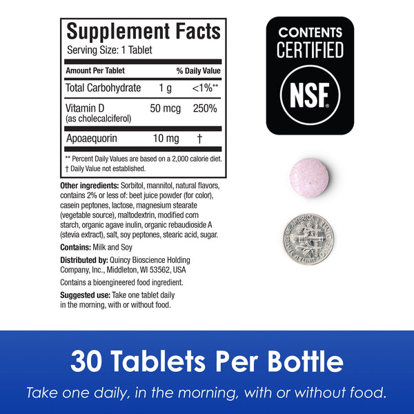 Prevagen Regular Strength Chewable Tablets 10mg, Mixed Berry Flavor with Apoaequorin & Vitamin D