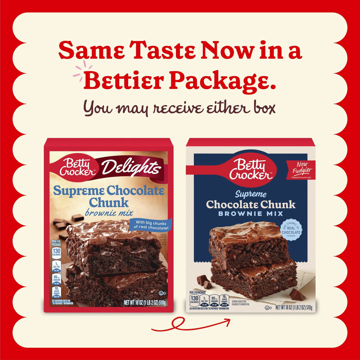 Betty Crocker Supreme Chocolate Chunk Brownie Mix, 18 oz