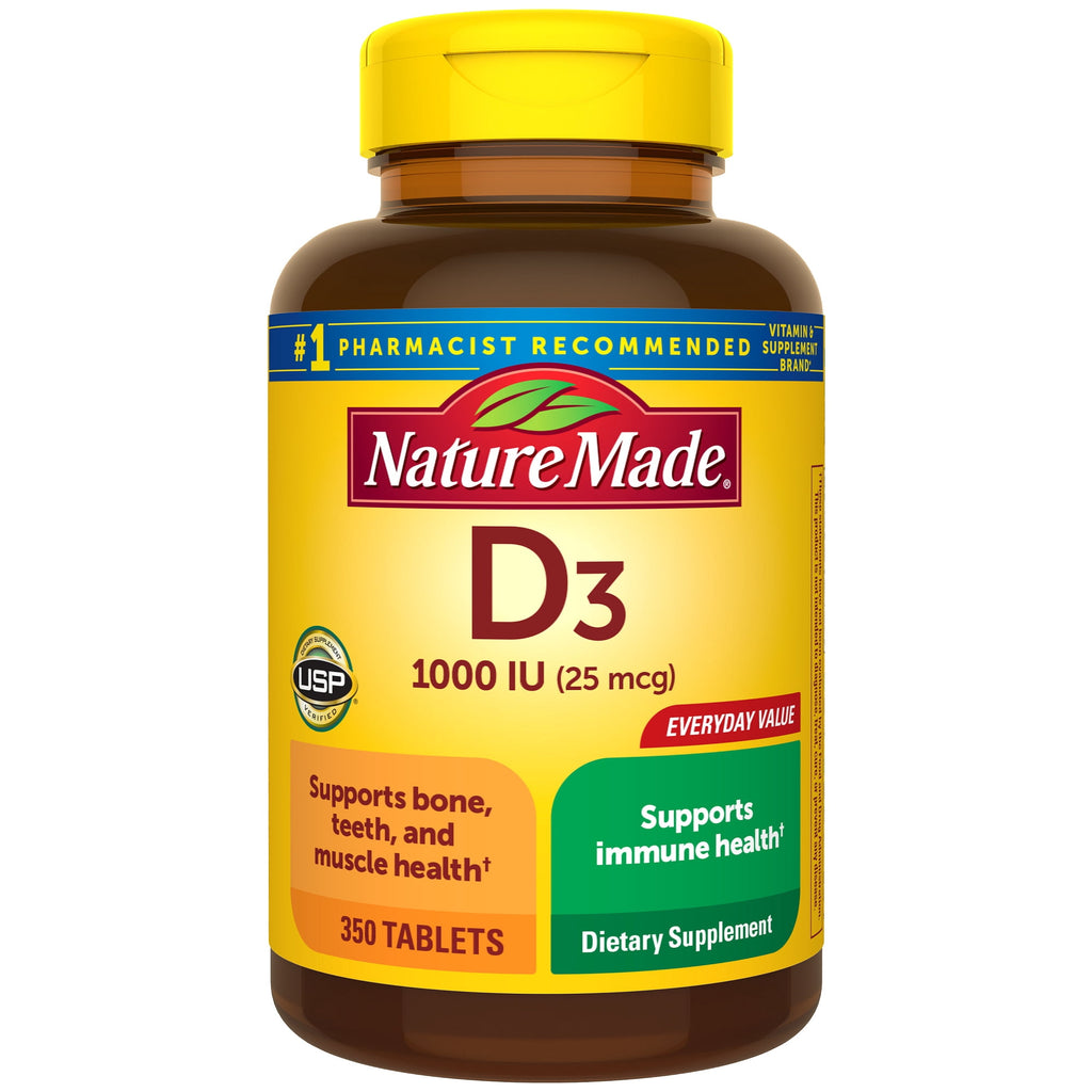 Nature Made Vitamin D3 1000 IU (25 mcg) Tablets, Vitamin D Dietary Supplement, 350 Count