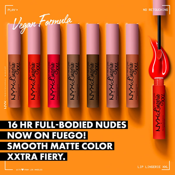 NYX Professional Makeup Lip Lingerie XXL Smooth Matte Liquid Lipstick, 16hr Longwear, Undressed, 0.13 fl oz