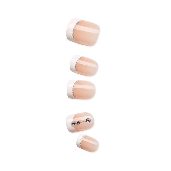 Kiss Impress French Tip Short Square Press-on Nails, 30 Piece Set