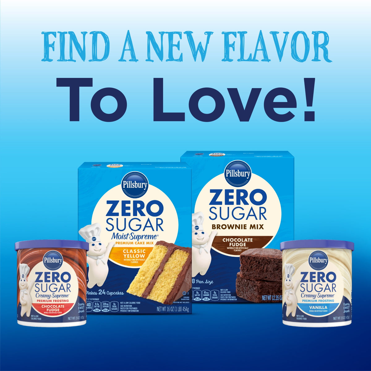 Pillsbury Zero Sugar Chocolate Fudge Flavored Brownie Mix, 12.35 oz Box