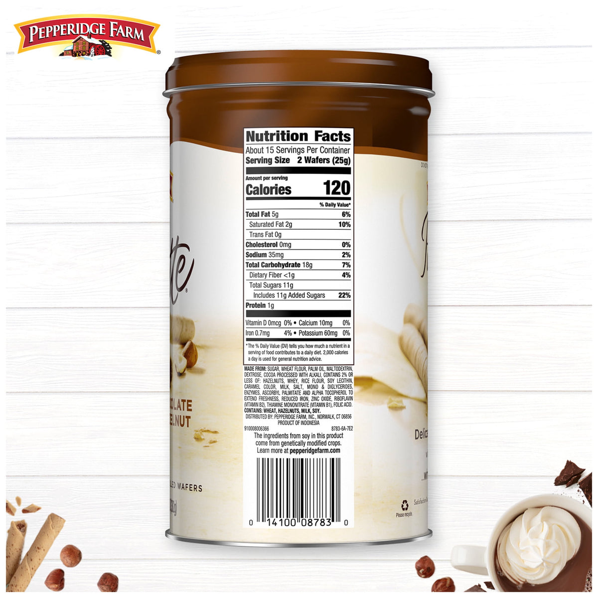 Pepperidge Farm Pirouette Cookies, Chocolate Hazelnut Créme Filled Wafers, 13.5 oz Tin