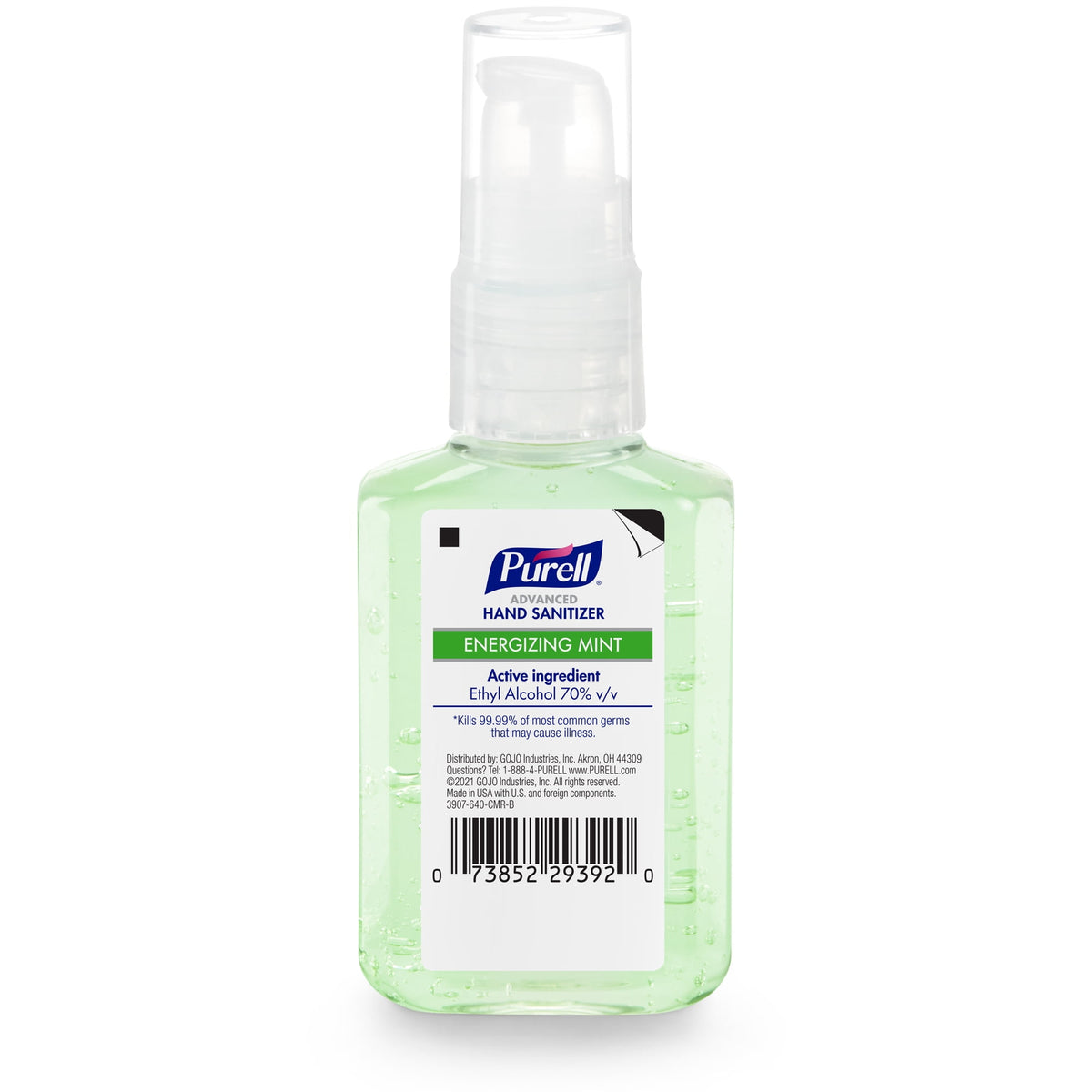 Purell Advanced Hand Sanitizer Energizing Mint, Infused with Essential Oils, 2 oz Pump Bottle