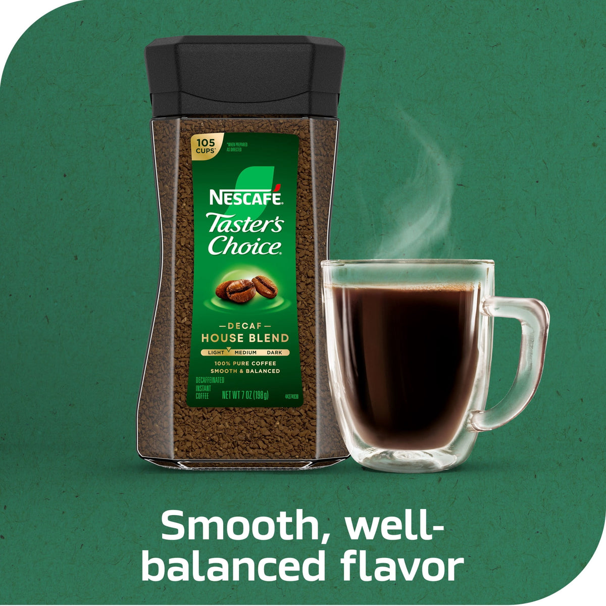 NESCAFÉ Taster's Choice Decaf House Blend, Medium Light Roast Instant Coffee, 7 oz, 1 Jar