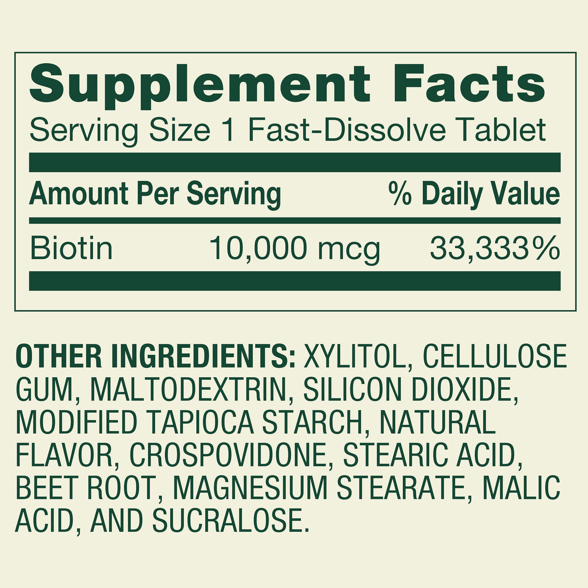 Spring Valley Biotin 10,000 Mcg Fast-Dissolve Tablets for Hair, Skin & Nails, 60 Count