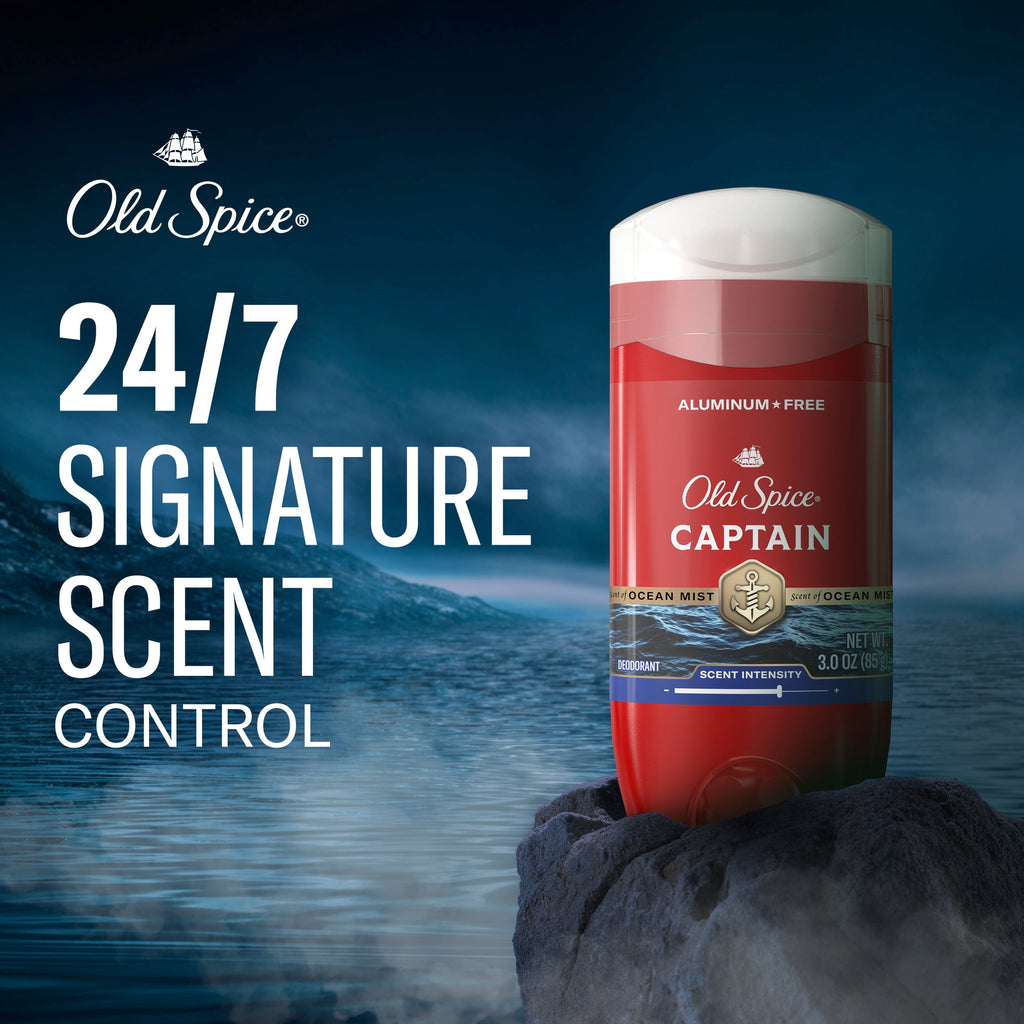 Old Spice Deodorant for Men, Aluminum Free, Captain, 24/7 Odor Protection, 3.0 oz