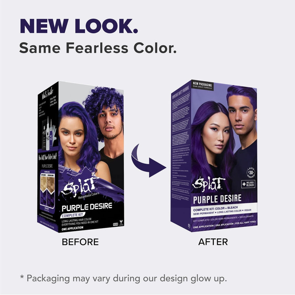 Splat Original Complete Kit, Semi-Permanent Hair Dye with Bleach, Purple Desire