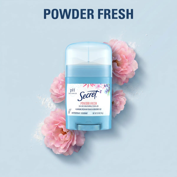 Secret Invisible Solid Antiperspirant Deodorant, Powder Fresh, Travel Size Toiletries, 0.5 oz