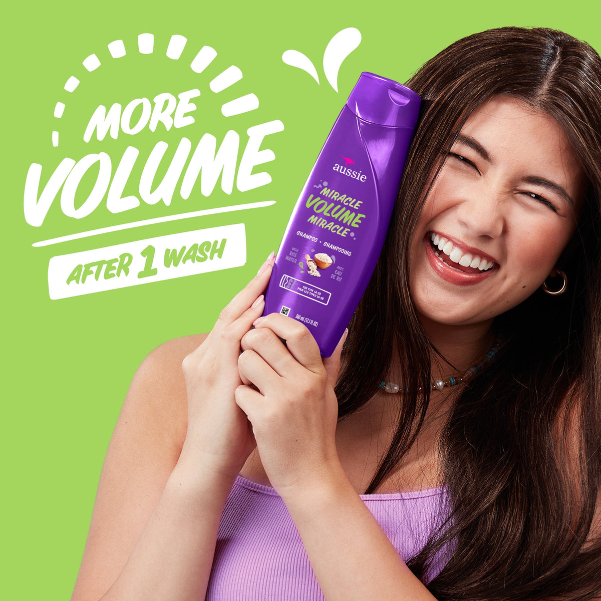 Aussie Miracle Volume for Fine Hair Daily Shampoo, for All Hair Types 12.1 fl oz