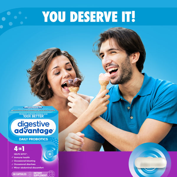 Digestive Advantage Daily Probiotics Capsules for Women and Men, Supports Gut Health, 60 Count