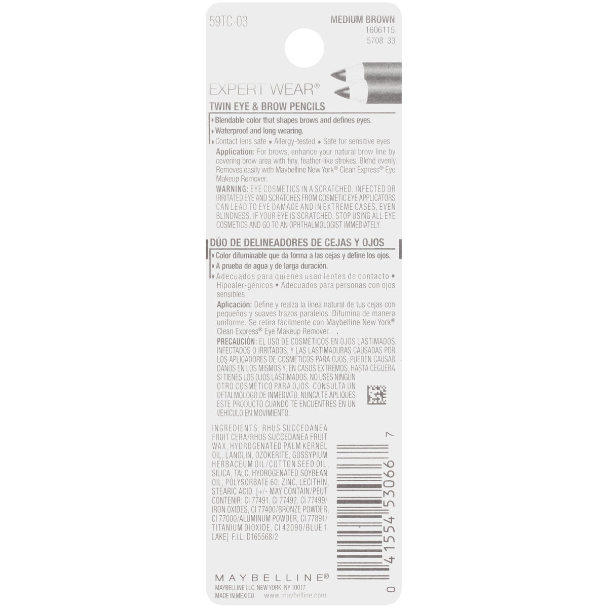 Maybelline Expert Wear Twin Brow & Eye Pencils, Medium Brown, 0.06 oz.