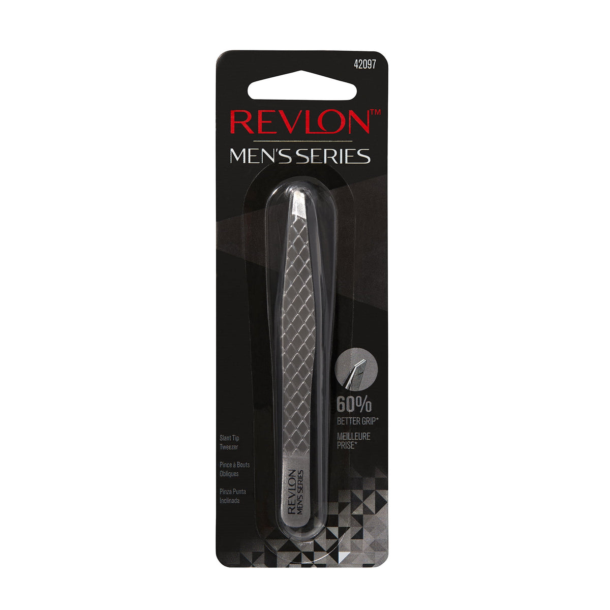 Revlon Slant Tip Tweezer for Eyebrows, Stainless Steel, Silver