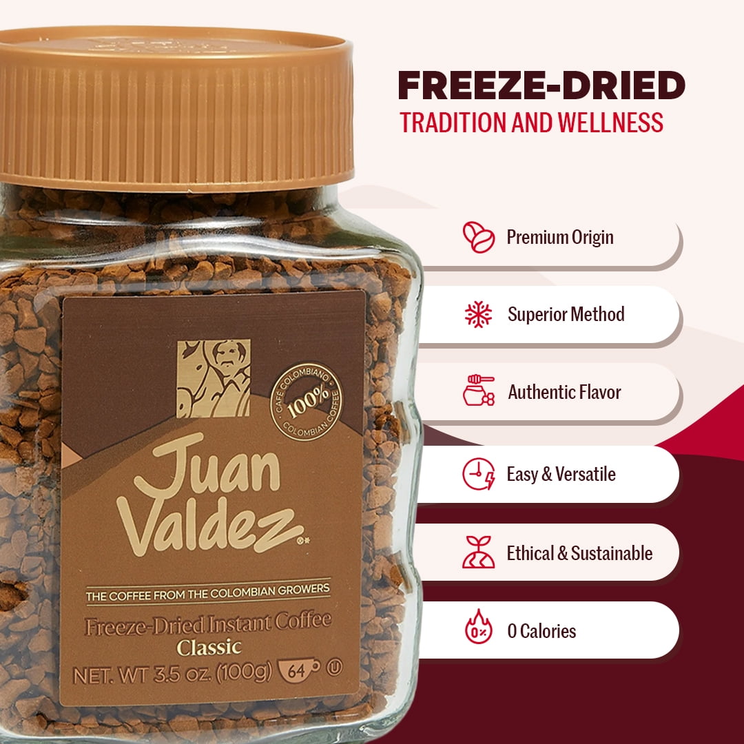 Juan Valdez Classic Freeze-Dried Instant Coffee – Premium Colombian, 3.52 oz