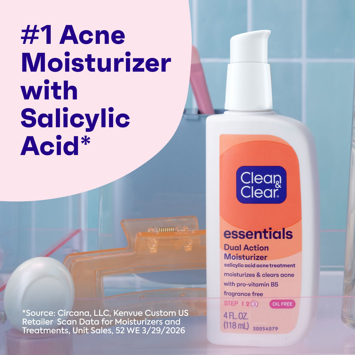 Clean & Clear Essentials Dual Action Acne Facial Moisturizer, 4 fl. oz