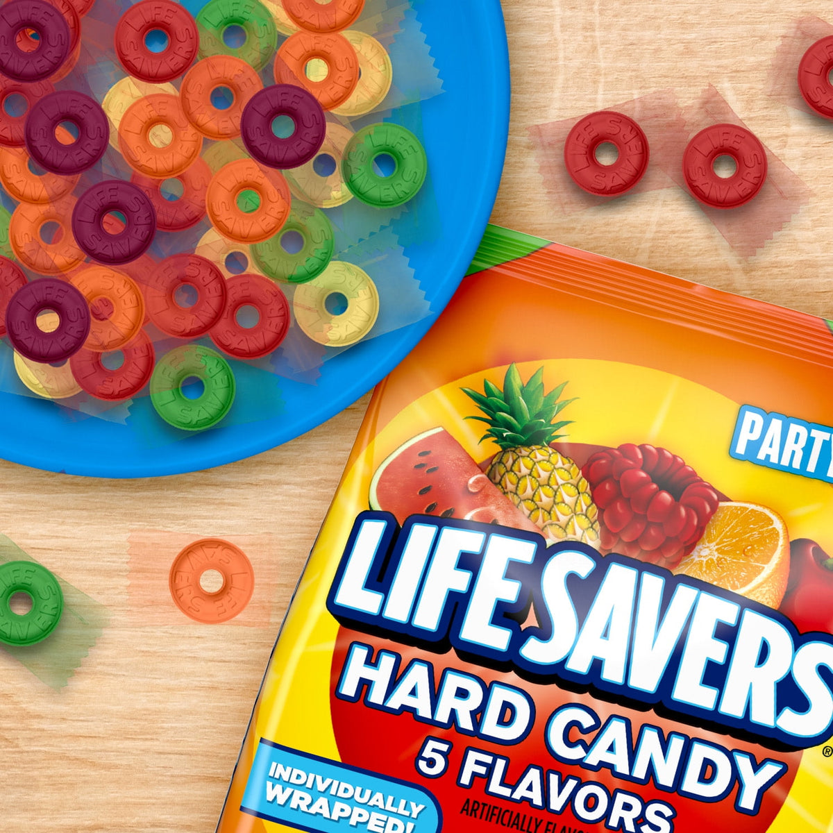 LIFE SAVERS Hard Candy, 5 Flavors Individually Wrapped Fruit Candy, Party Size, 50 oz Bag