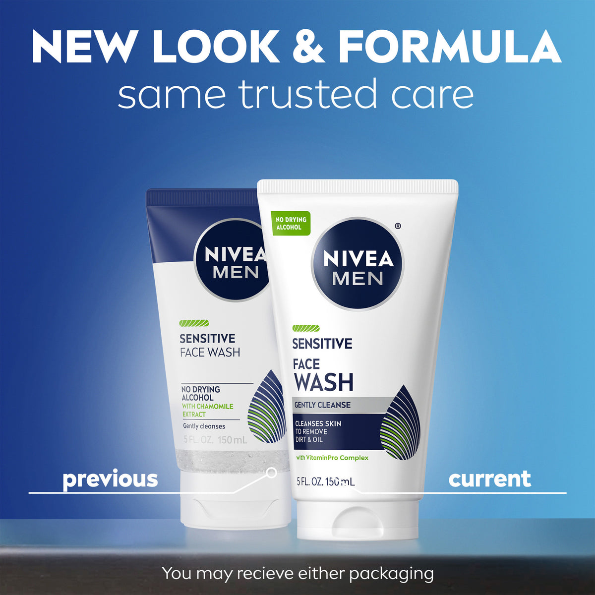 NIVEA MEN Sensitive Face Wash with VitaminPro Complex, Alcohol-Free Men's Face Wash, 5 fl oz