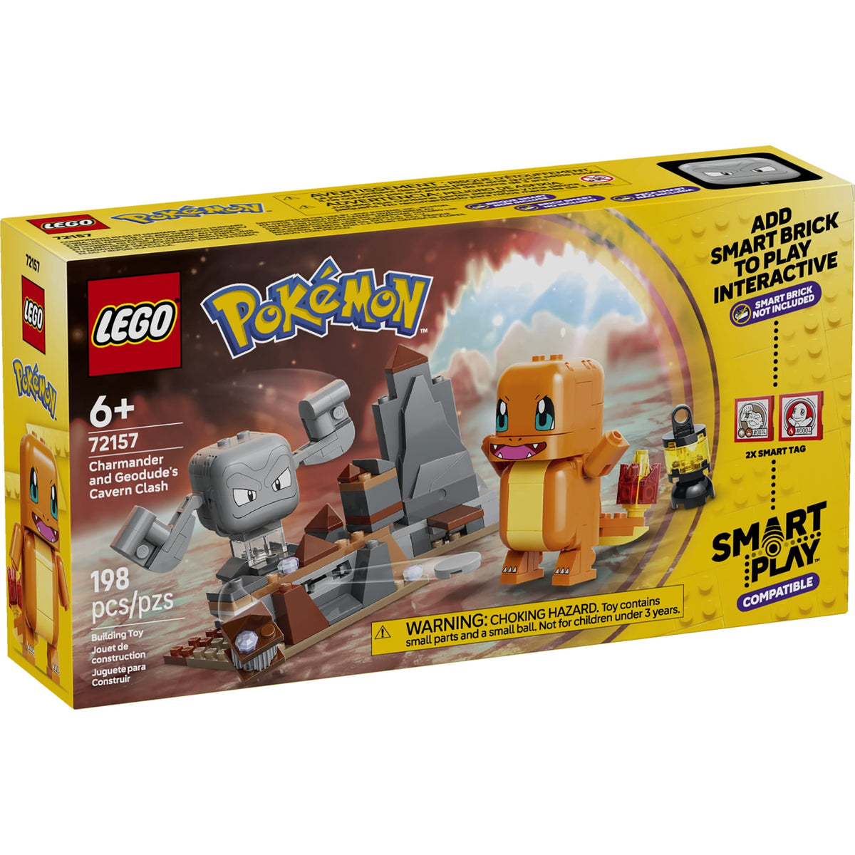 LEGO Pokémon SMART Play Charmander and Geodude's Cavern Clash Building Set 72157 with 2 SMART Tags and 2 Figures, Ages 6+