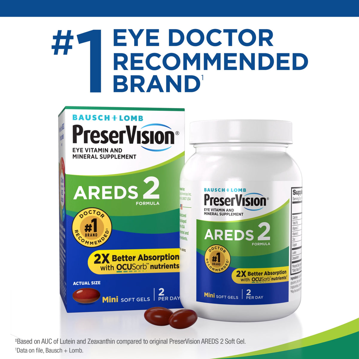 PreserVision AREDS 2 Eye Vitamins and Mineral with Lutein and Zeaxanthin with Ocusorb Softgels, 140 Count