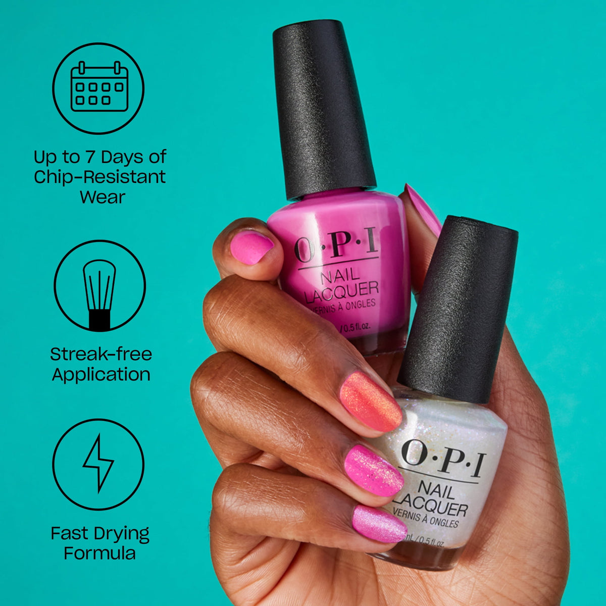OPI Nail Lacquer, Alpine Snow, Crisp White Nail Polish, 0.5 fl oz