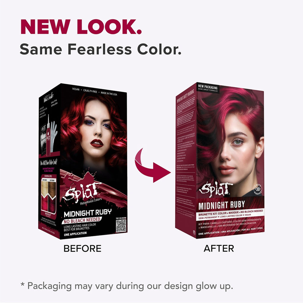 Splat Red Hair Dye Complete Kit, Midnight Ruby Semi-Permanent Color, No Bleach