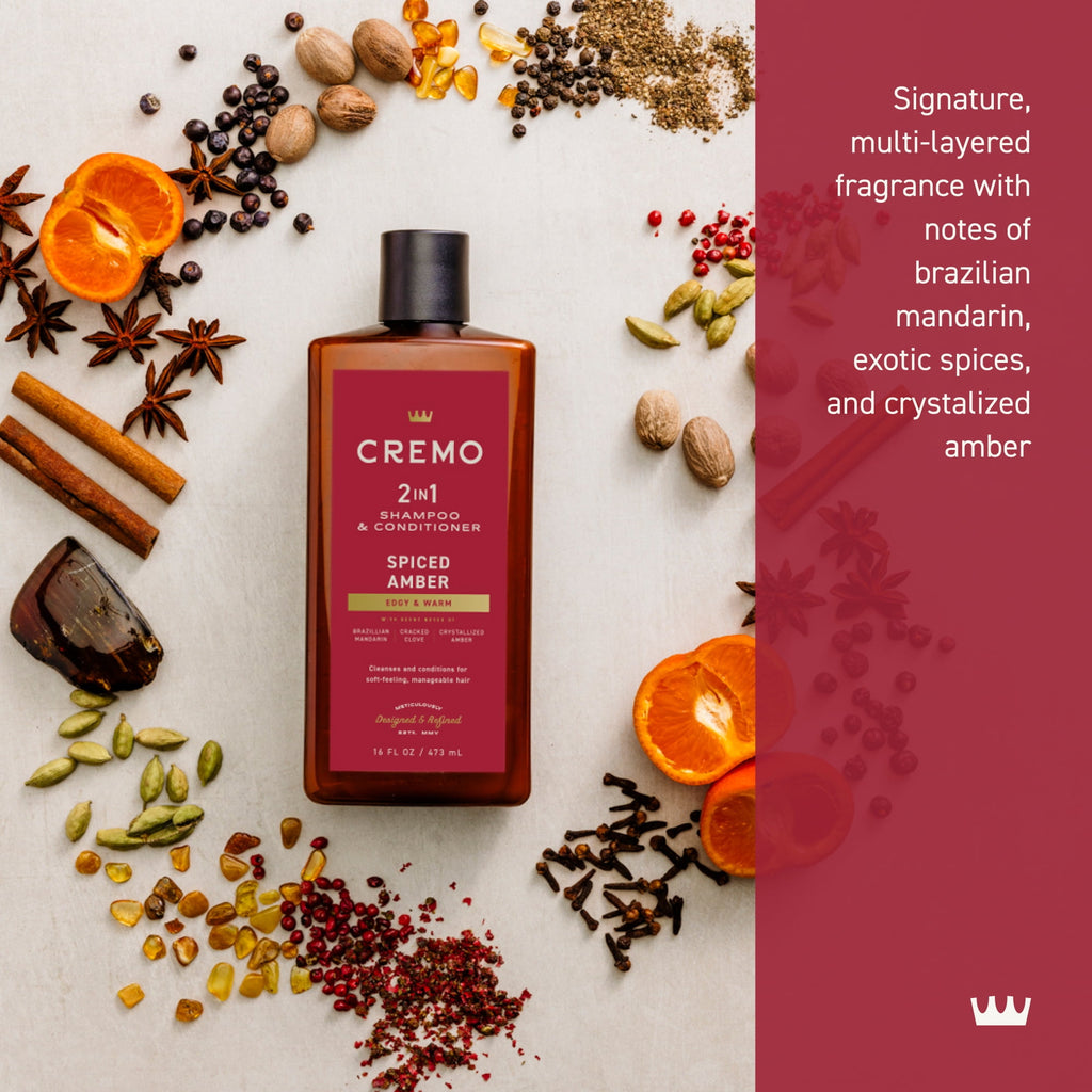 Cremo 2-in-1 Shampoo & Conditioner, Spiced Amber, 16 fl oz