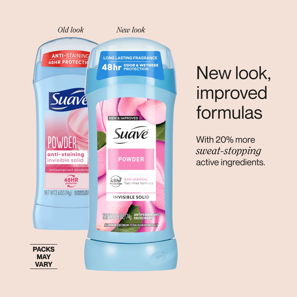 Suave Antiperspirant Deodorant For Women, 48hr Protection, Powder Scent, 2.6 oz