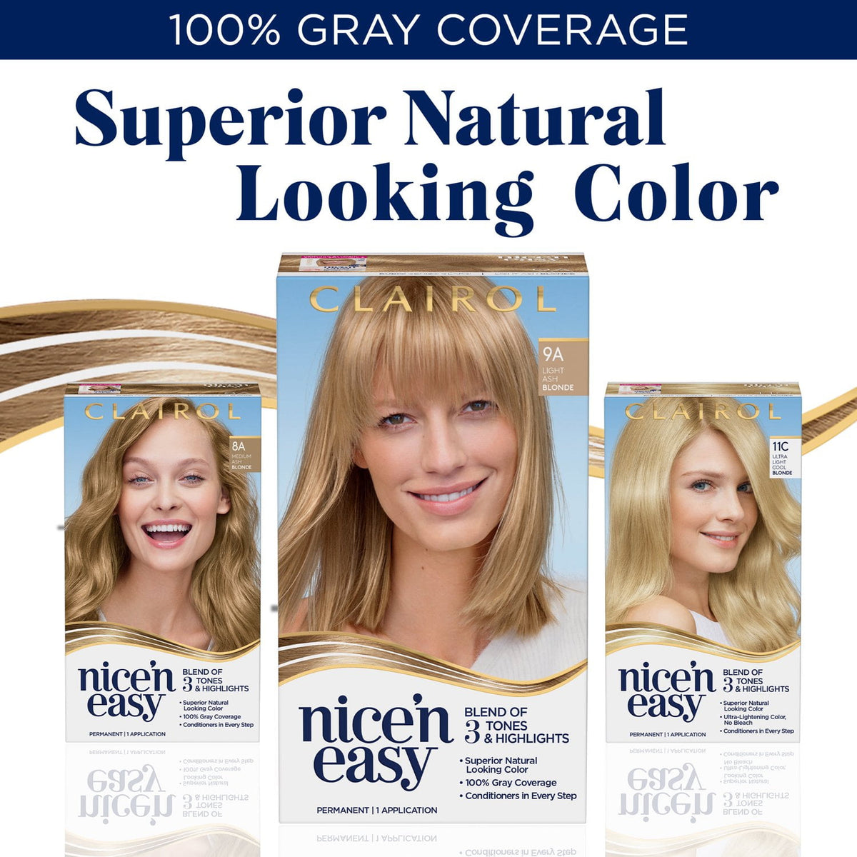 Clairol Nice'n Easy Permanent Hair Color Cream, 8 Medium Blonde, Hair Dye, 1 Application