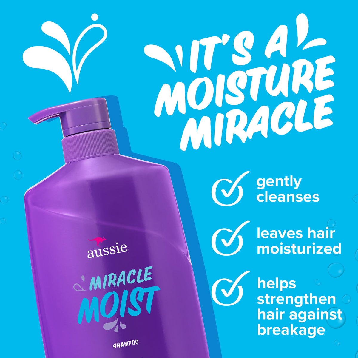 Aussie Miracle Moist Shampoo with Avocado, Paraben Free, for All Hair Types 26.2 fl oz