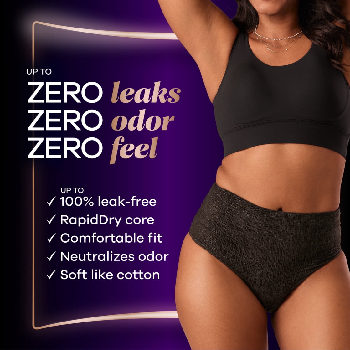 Always Discreet Boutique Incontinence Underwear, Maximum Protection, S/m, Black, 12 Count
