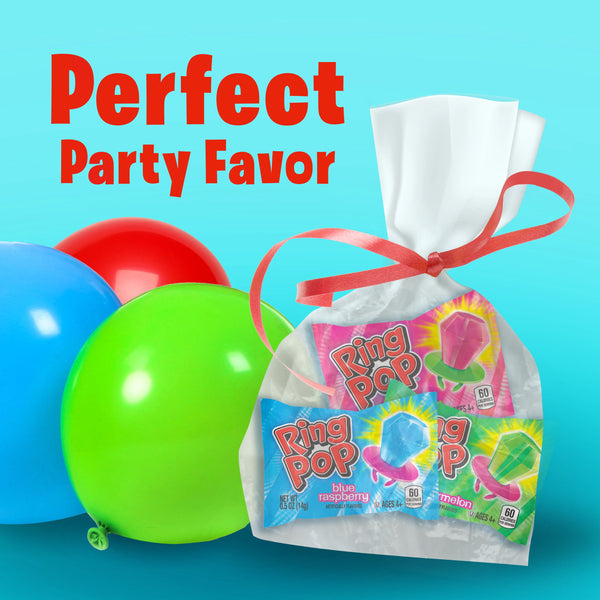 Ring Pop Lollipops, Assorted Flavors, Full Size Candy, Party Favor, 10 oz, 20 Count Variety Pack