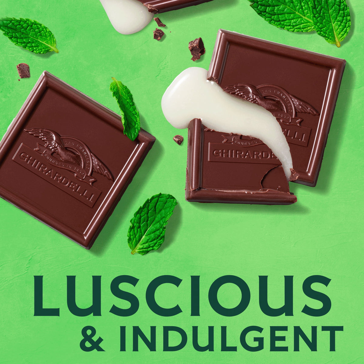 GHIRARDELLI Dark Chocolate Candy SQUARES with Mint Filling, 5.32 oz Bag