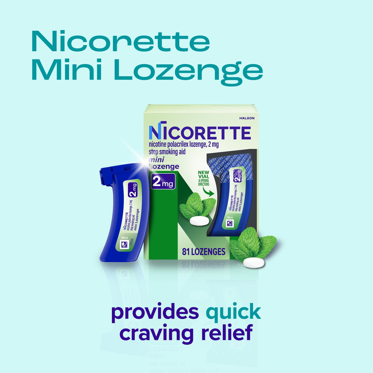 Nicorette Mini Nicotine Lozenges Stop Smoking Aid 2 Mg Mint - 81 Ct