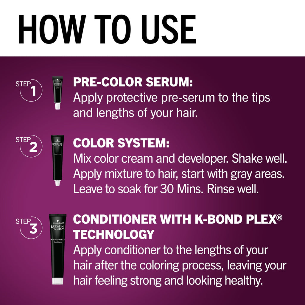 Schwarzkopf Keratin Hair Dye 3.0 Espresso, Permanent Hair Color, 1 Use