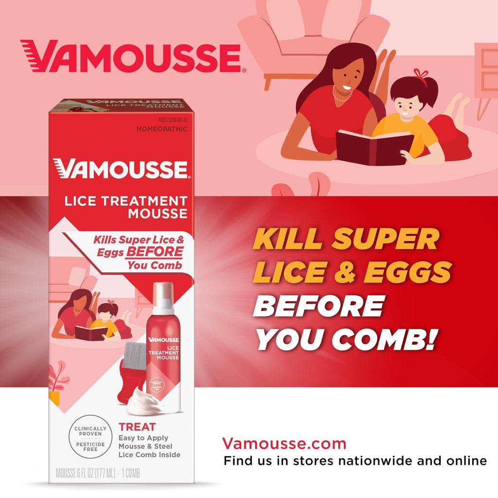 Vamousse Lice Treatment Mousse for Kids & Adults, Kills Super Lice & Eggs in 1 Treatment, 6 oz