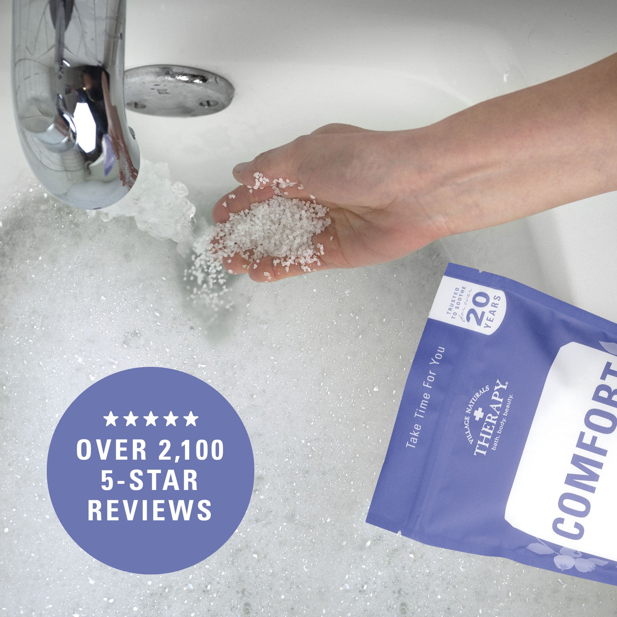 Village Naturals Therapy Comfort 2in1 Foaming Epsom Bath Soak, Blueberry Citrus Scent