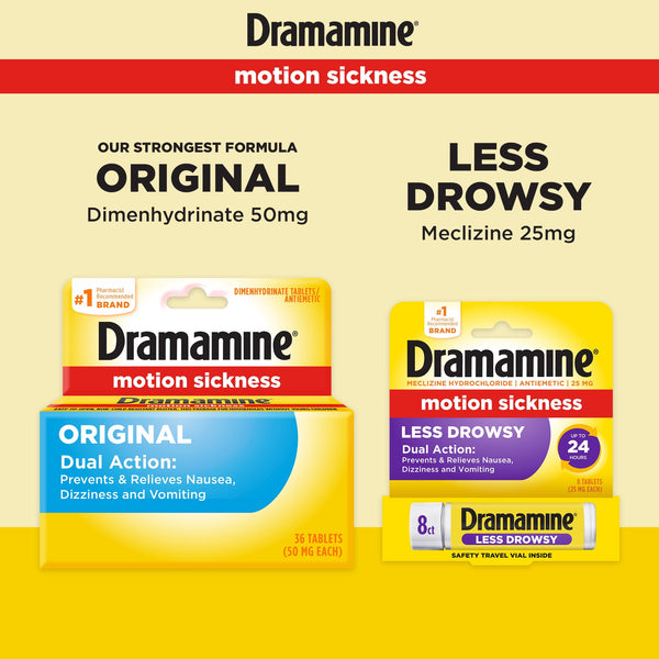 Dramamine Original, Motion Sickness Relief, Sensitive Stomach, 36 Count