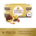 Ferrero Rocher Gourmet Hazelnut Milk Chocolate Gift Box, 16 Individually Wrapped Chocolates, 7 oz