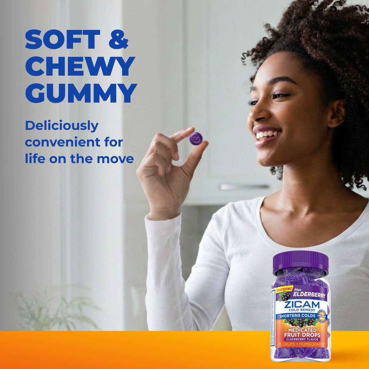 Zicam Cold Remedy Zinc Medicated Fruit Drops, Elderberry Homeopathic Cold Shortening Medicine, 25 Ct