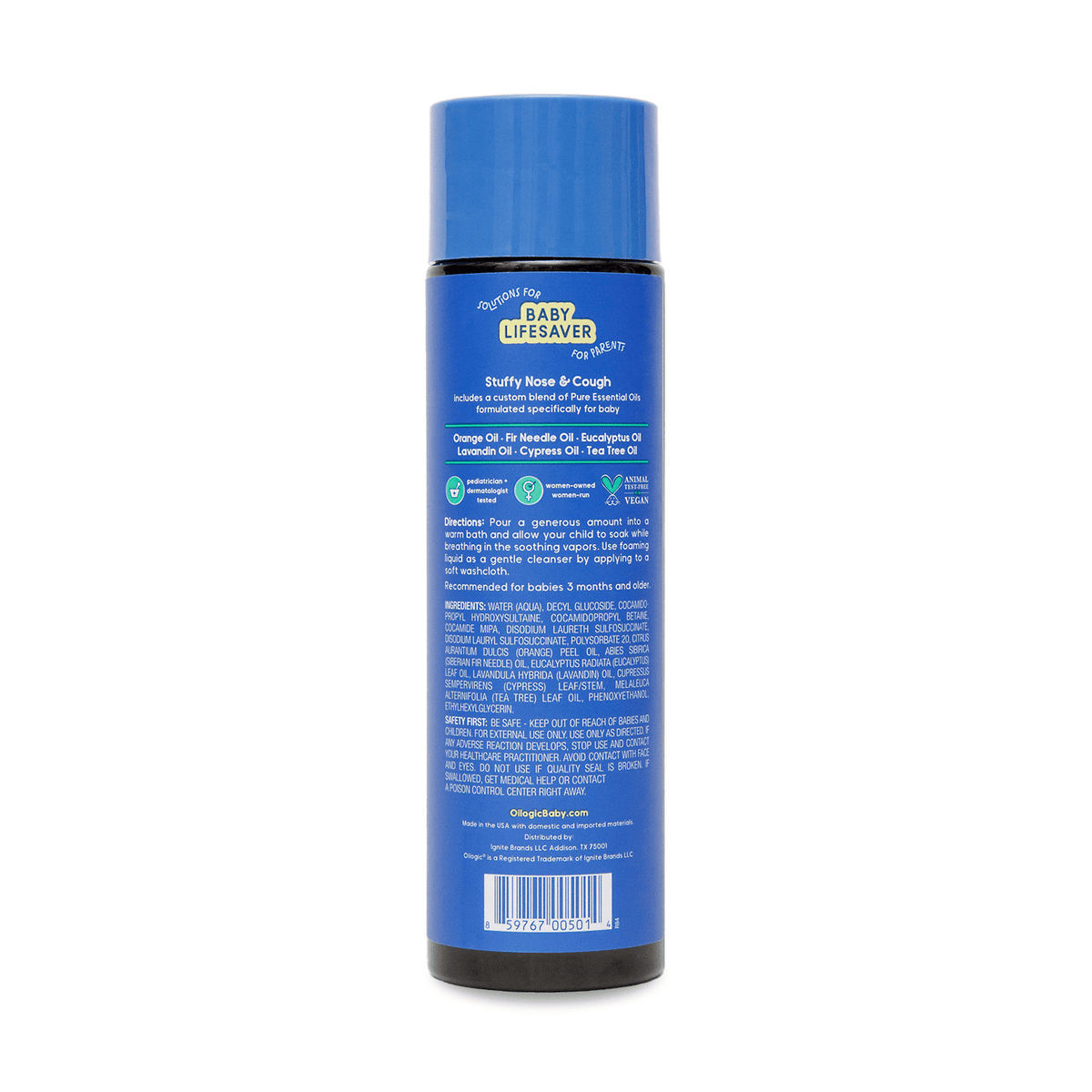 Oilogic Stuffy Nose & Cough, Essential Oil Vapor Bath for Baby, 9 fl oz