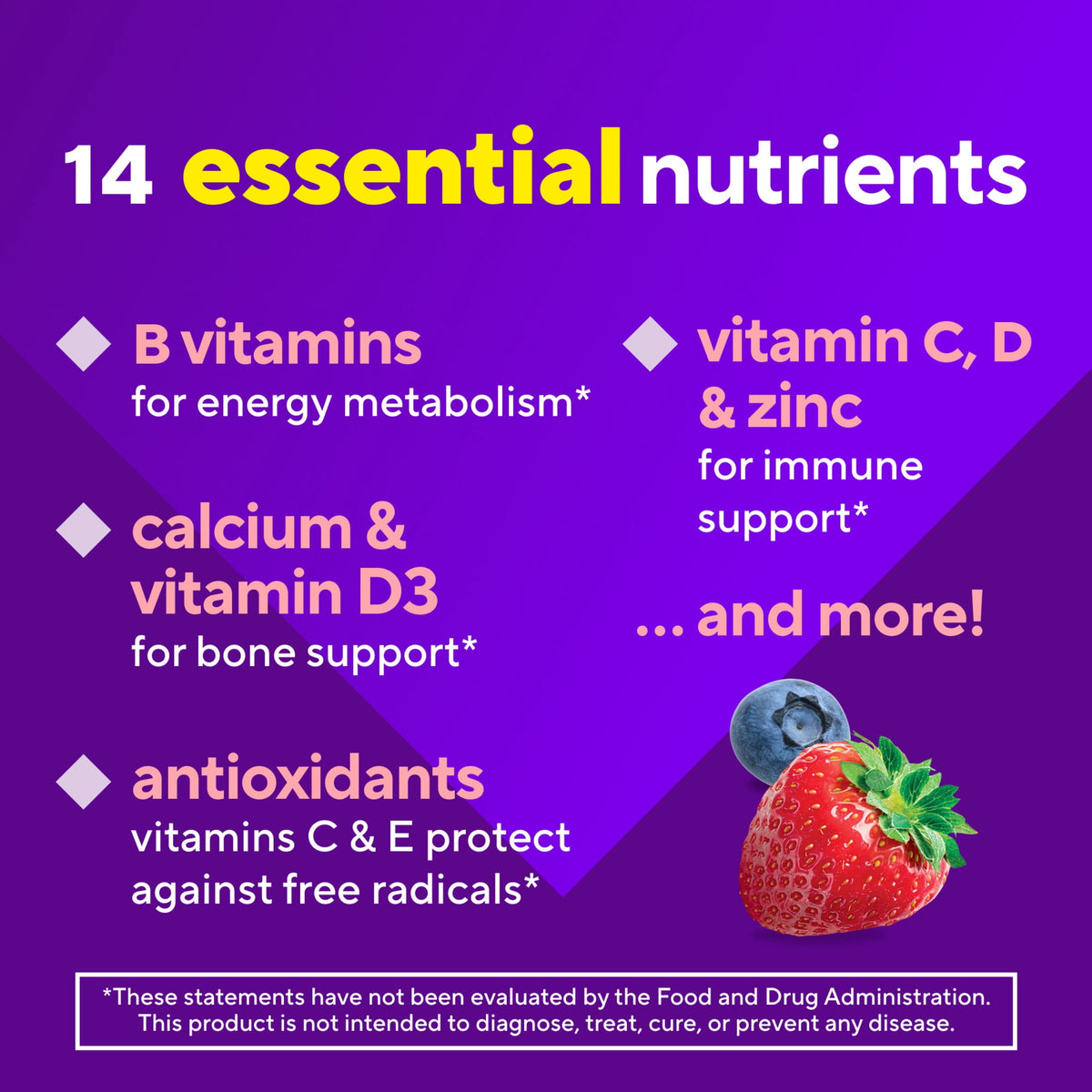 vitafusion Womens Multivitamin Gummies, Daily Vitamins for Women, Berry Flavored, 70 Count